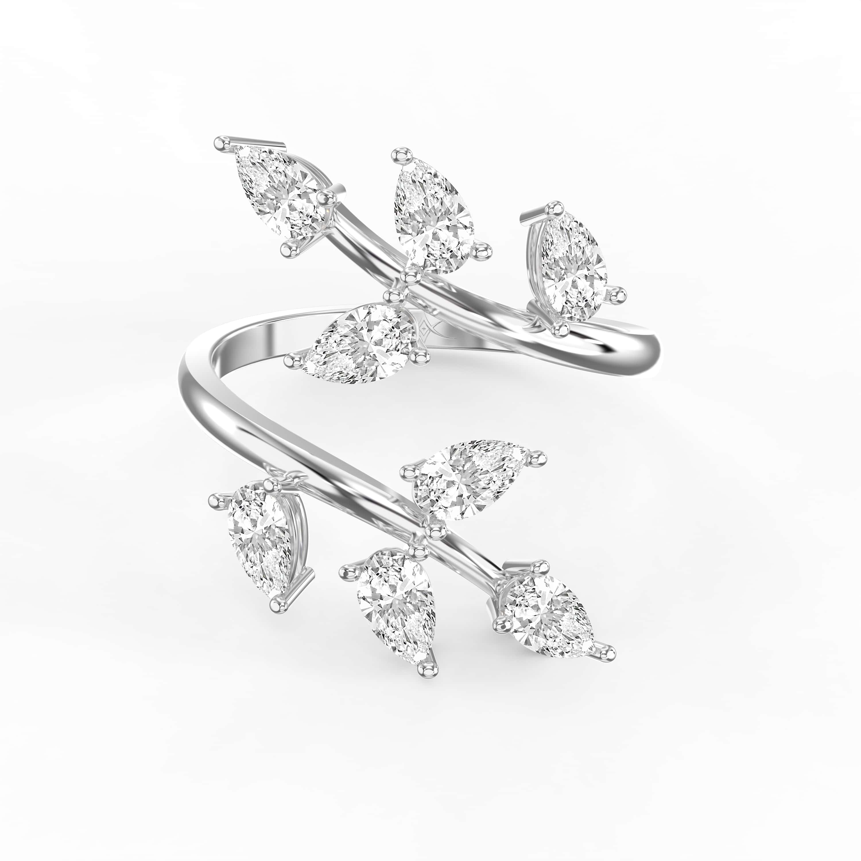 Pear Diamond Curved Design Band