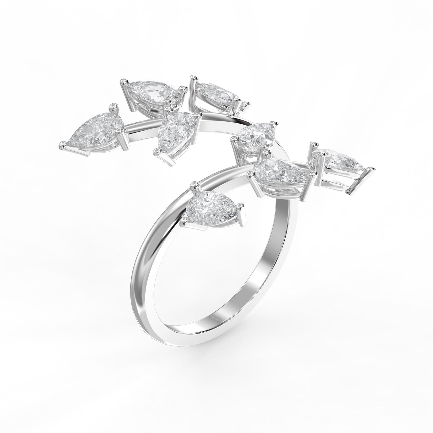 Pear Diamond Curved Design Band