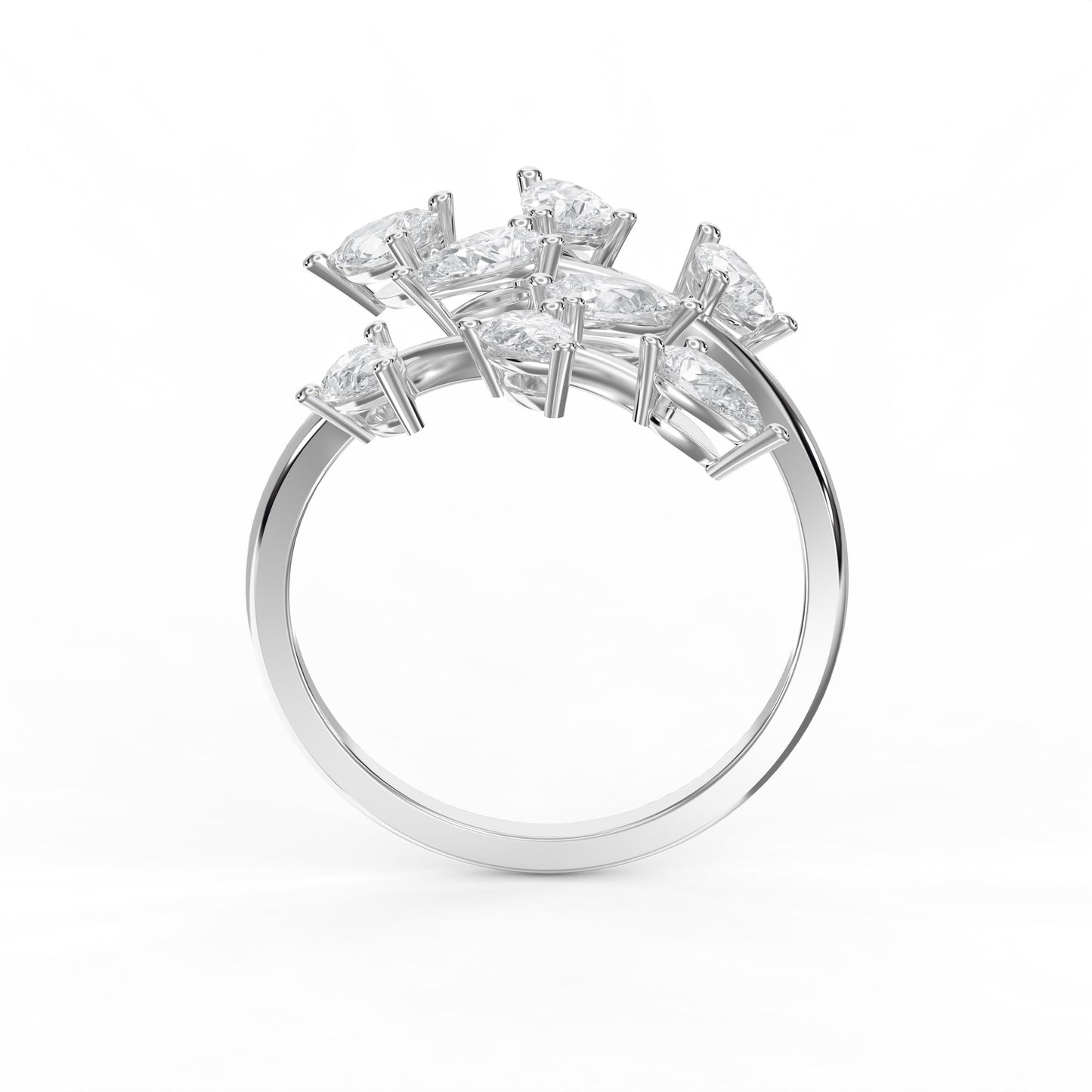 Pear Diamond Curved Design Band