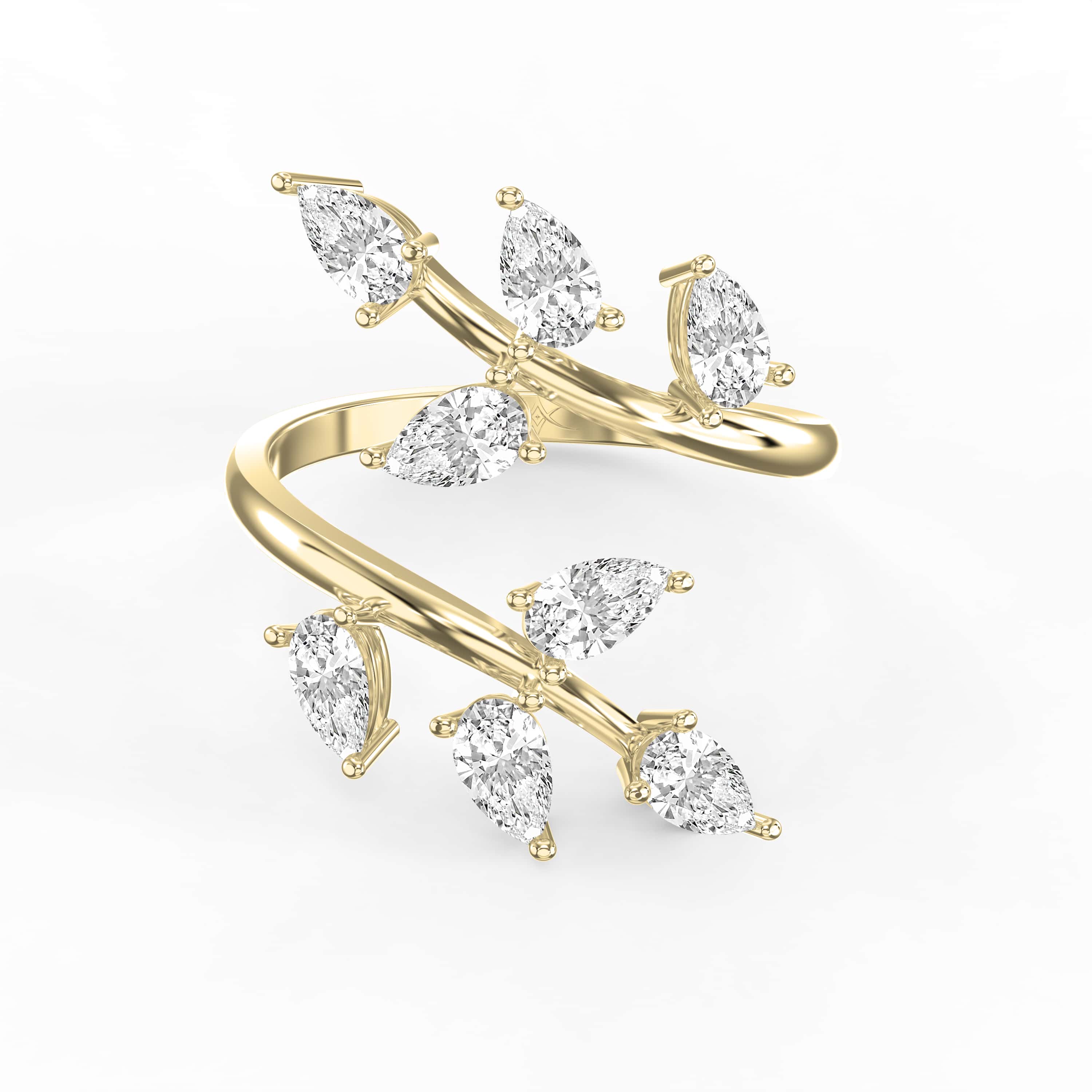 Pear Diamond Curved Design Band
