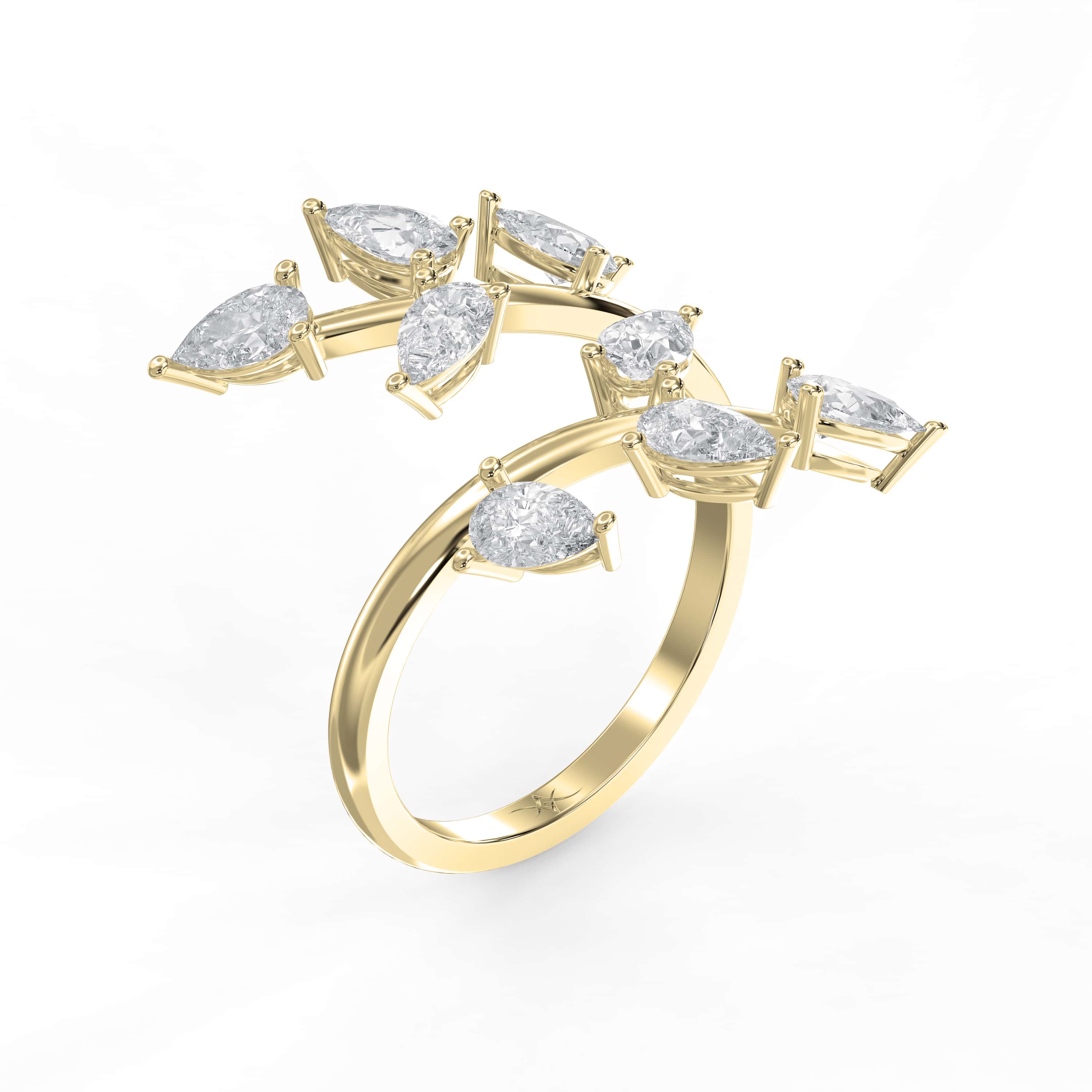 Pear Diamond Curved Design Band
