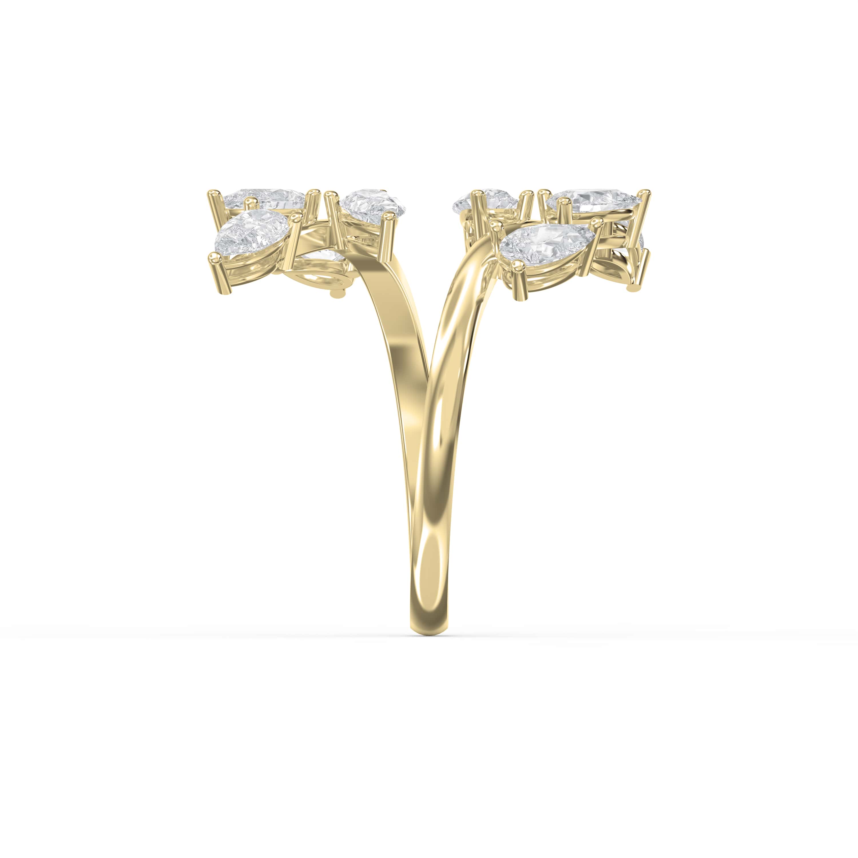 Pear Diamond Curved Design Band