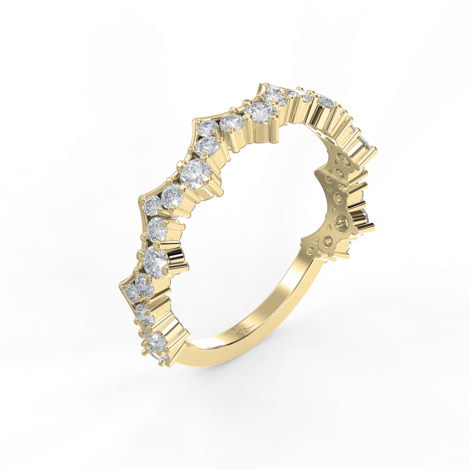 Round Diamond Curved Design Band