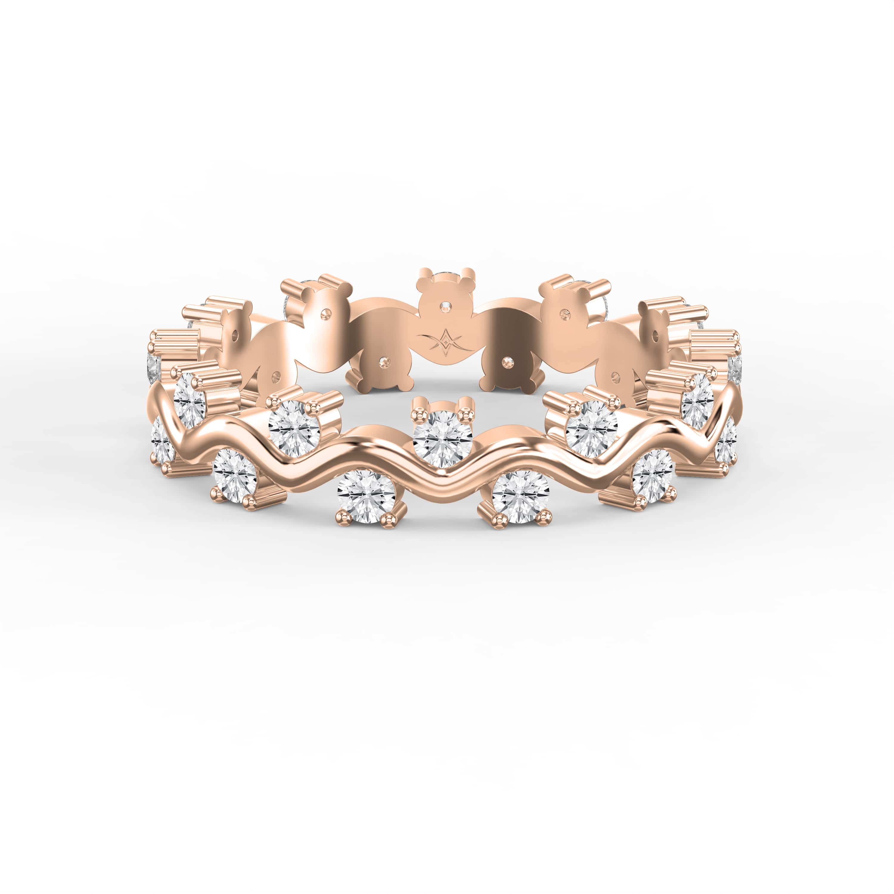 Curved Diamond Ring with Round Brilliant Cut Ring