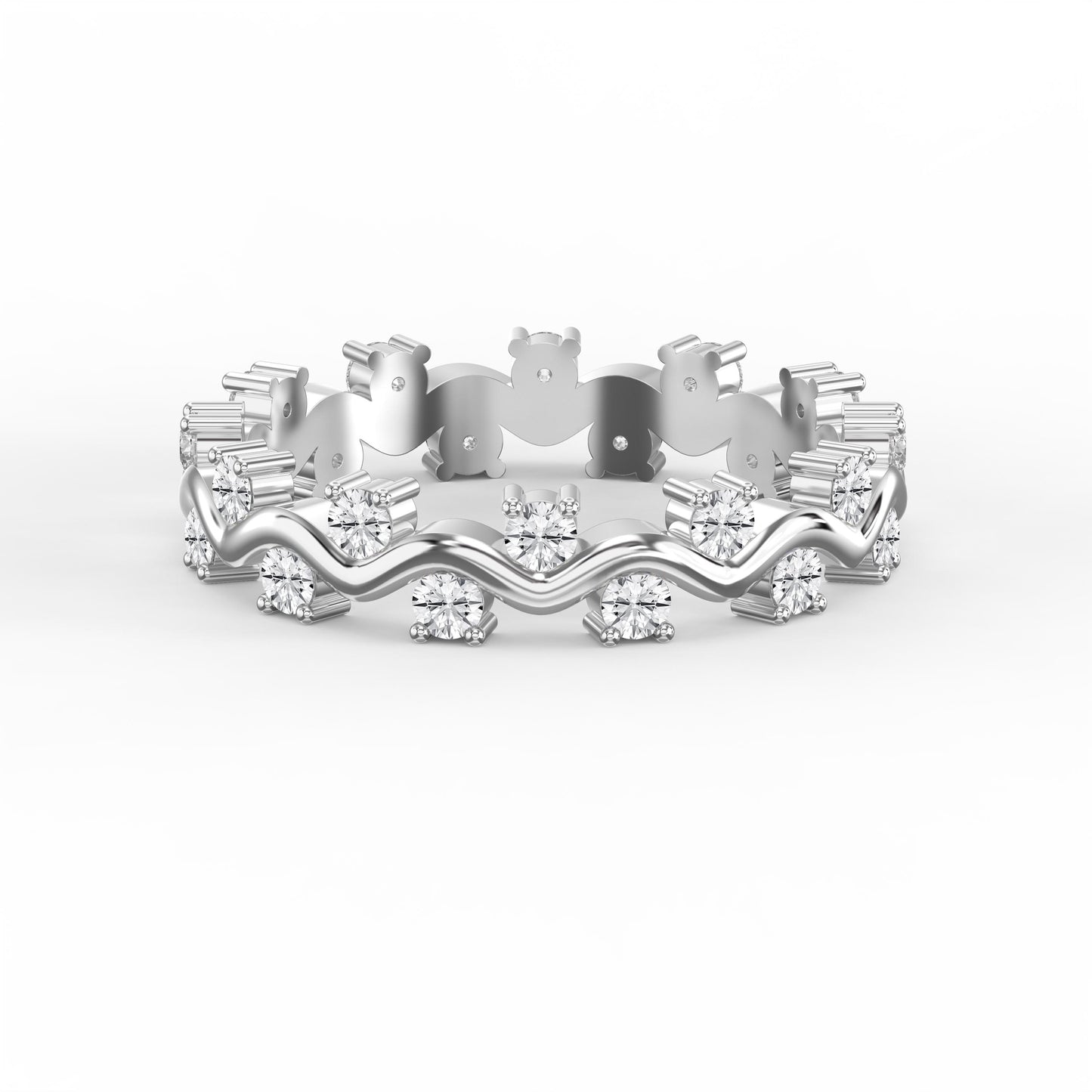 Curved Diamond Ring with Round Brilliant Cut Ring