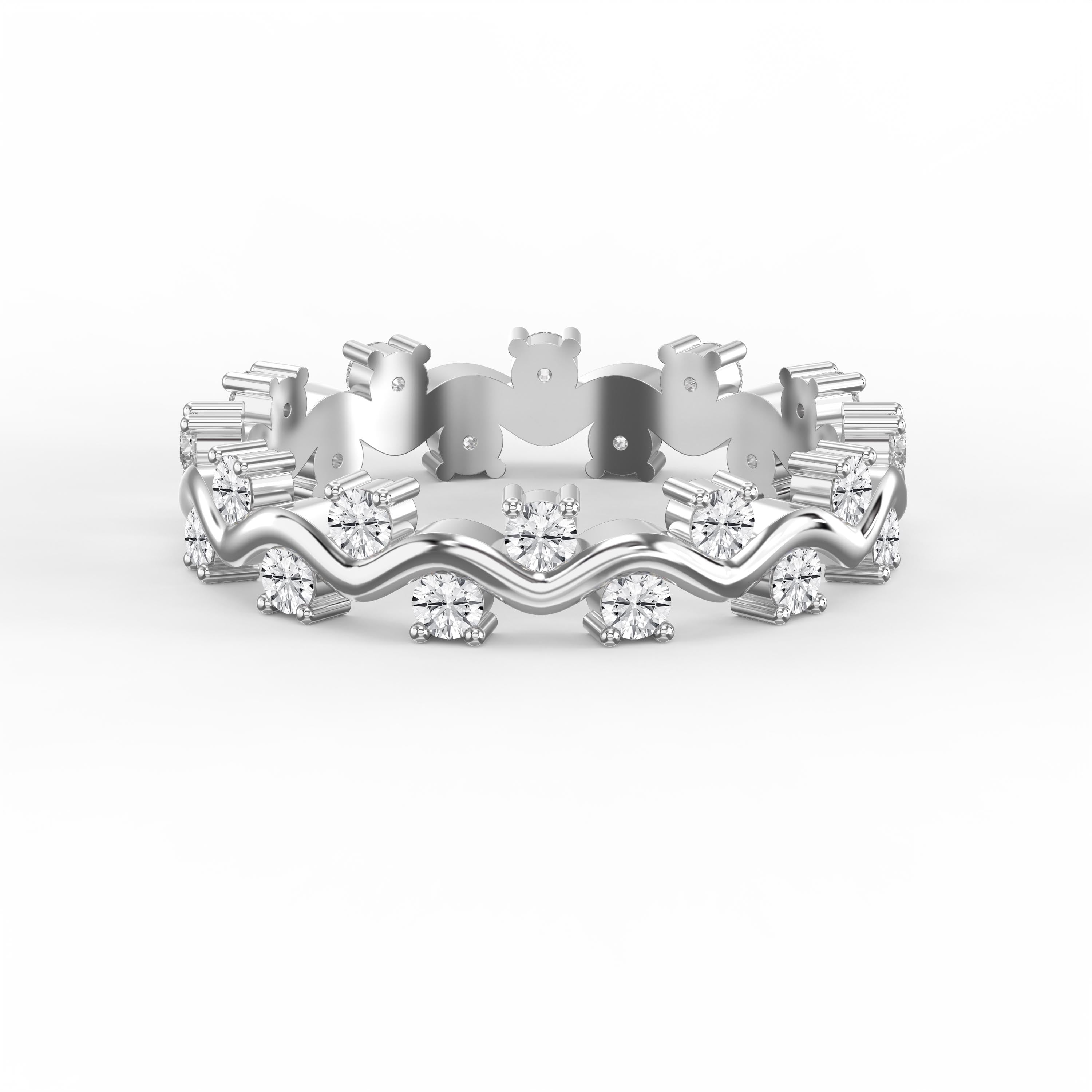 Curved Diamond Ring with Round Brilliant Cut Ring