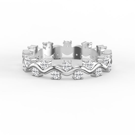 Curved Diamond Ring with Round Brilliant Cut Ring