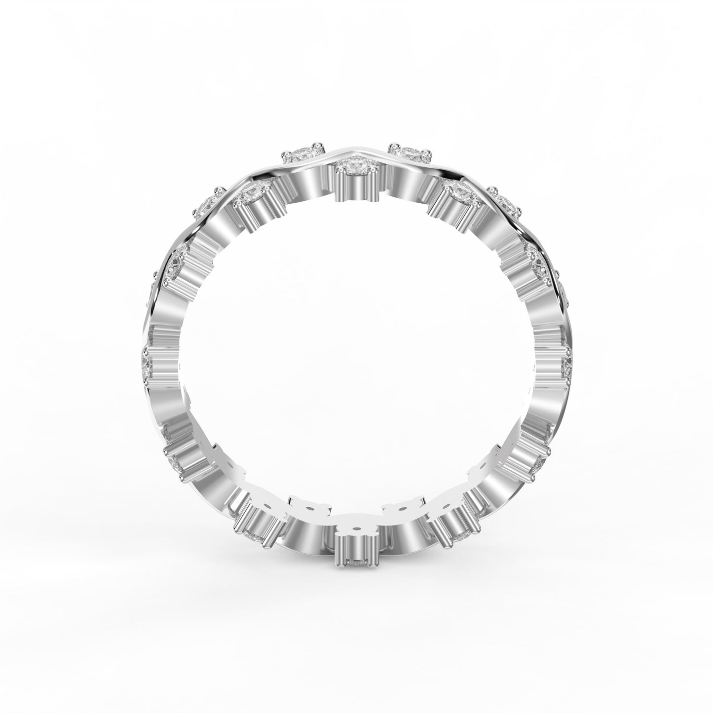 Curved Diamond Ring with Round Brilliant Cut Ring