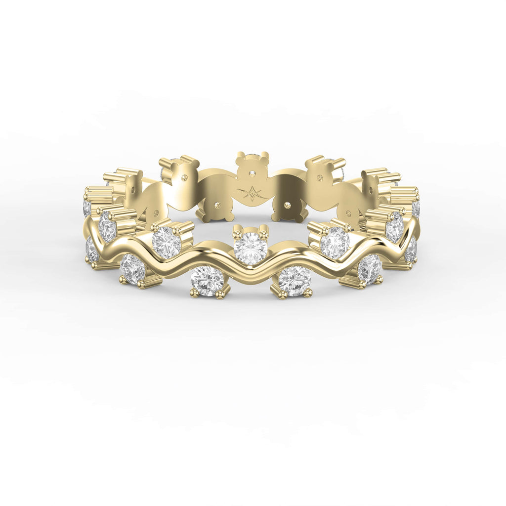 Curved Diamond Ring with Round Brilliant Cut Ring