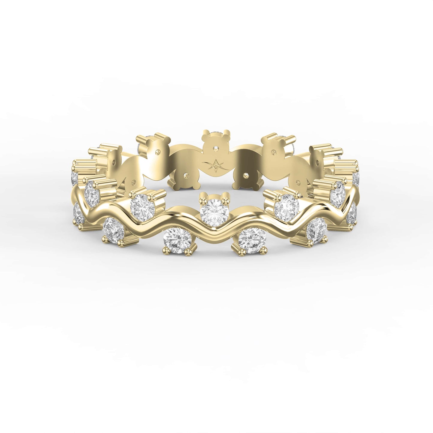 Curved Diamond Ring with Round Brilliant Cut Ring