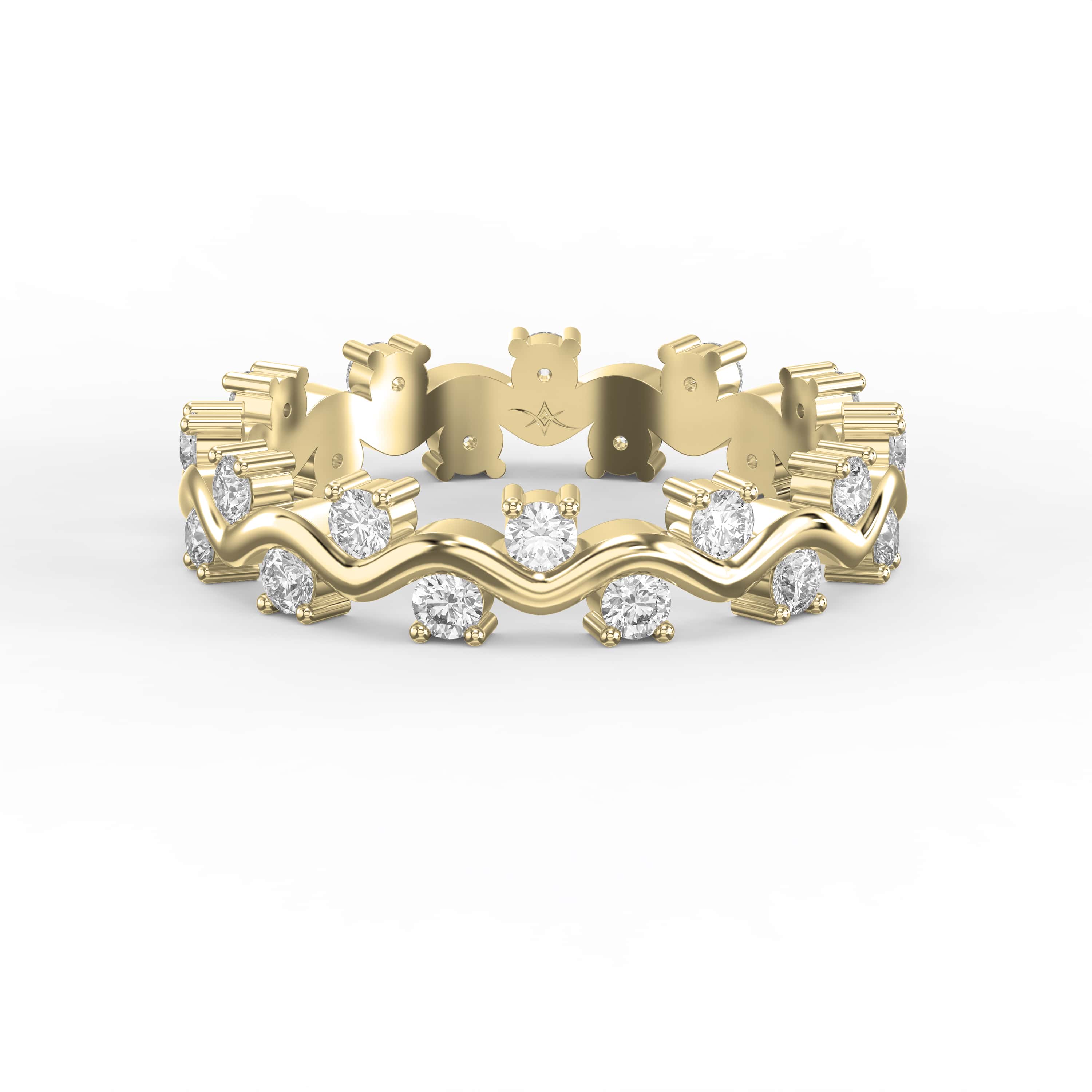 Curved Diamond Ring with Round Brilliant Cut Ring