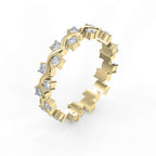 Curved Diamond Ring with Round Brilliant Cut Ring