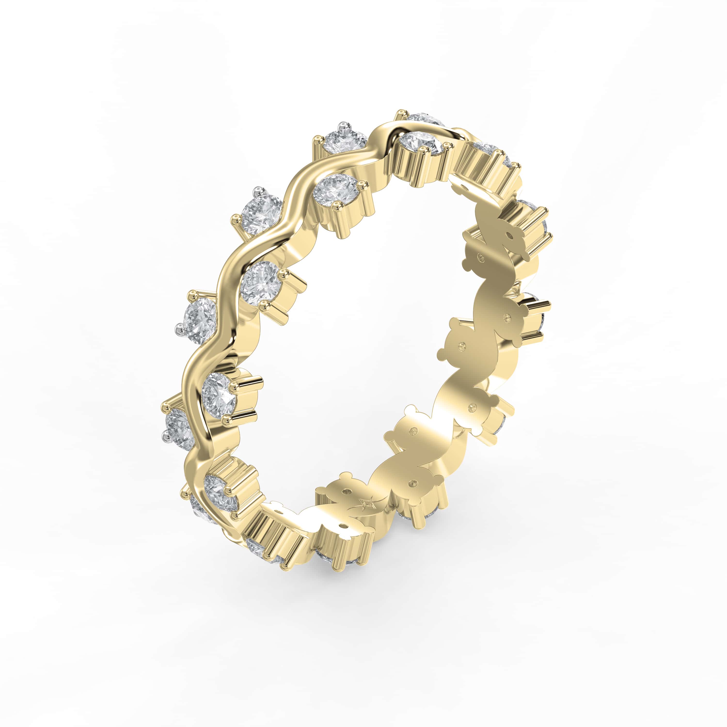 Curved Diamond Ring with Round Brilliant Cut Ring