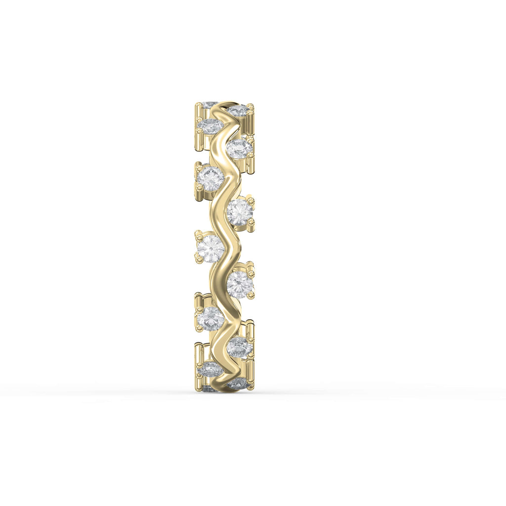 Curved Diamond Ring with Round Brilliant Cut Ring