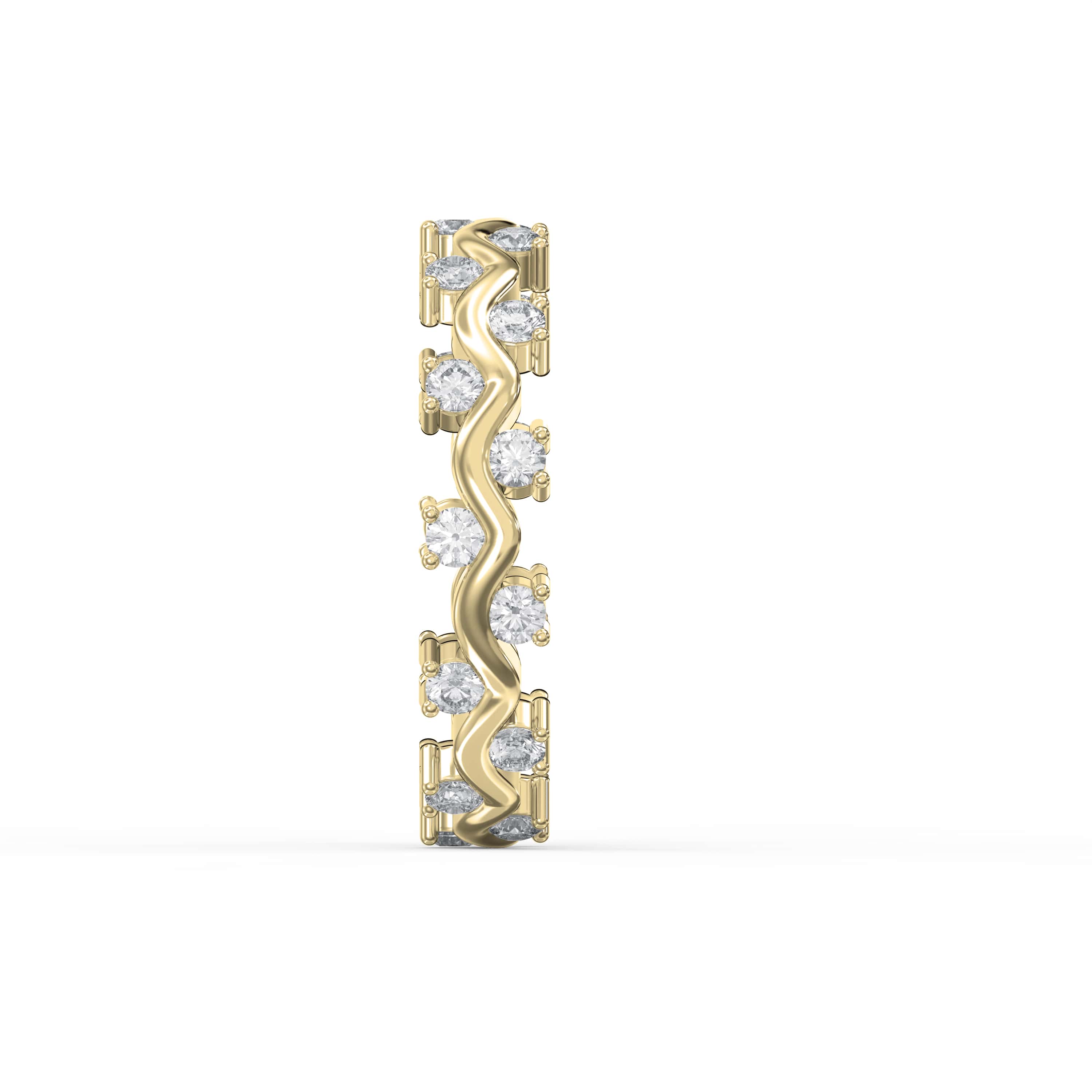 Curved Diamond Ring with Round Brilliant Cut Ring