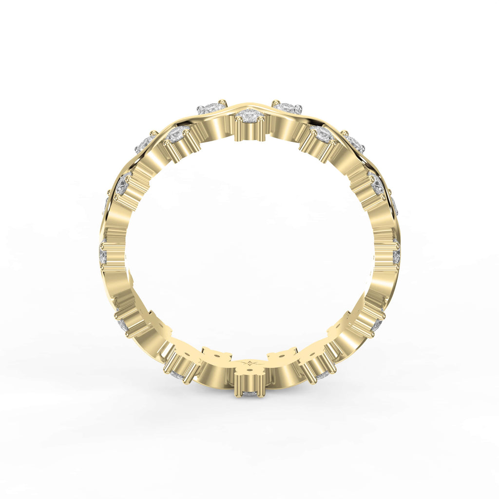 Curved Diamond Ring with Round Brilliant Cut Ring