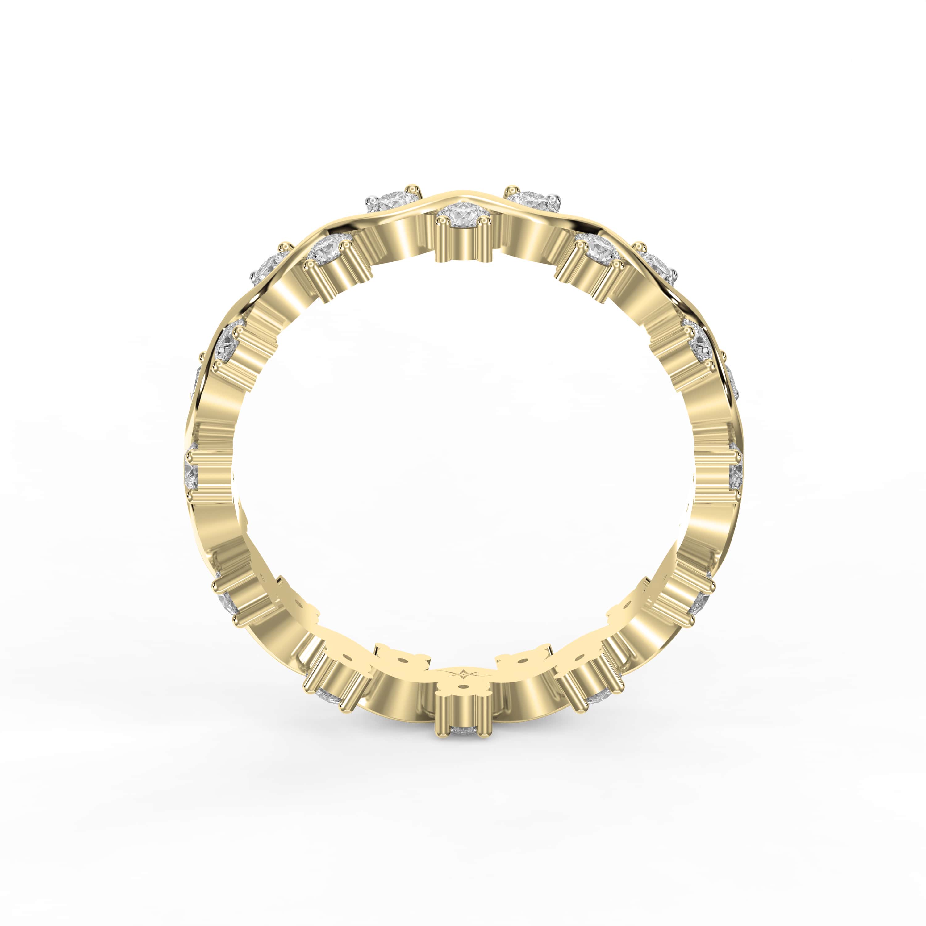 Curved Diamond Ring with Round Brilliant Cut Ring