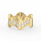 Curved Diamond Band with Marquise Cut Uniqe Statement Band