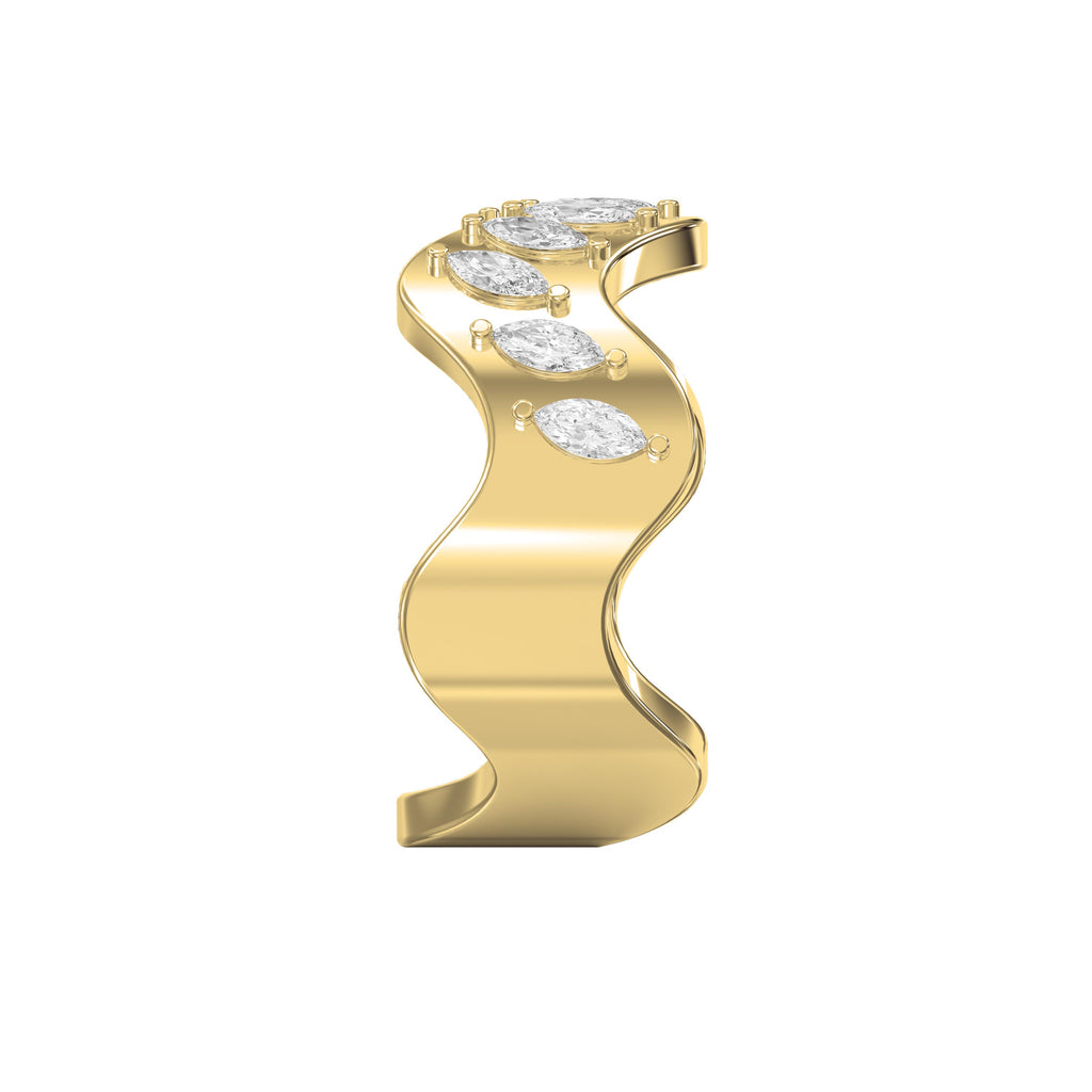 Curved Diamond Band with Marquise Cut Uniqe Statement Band