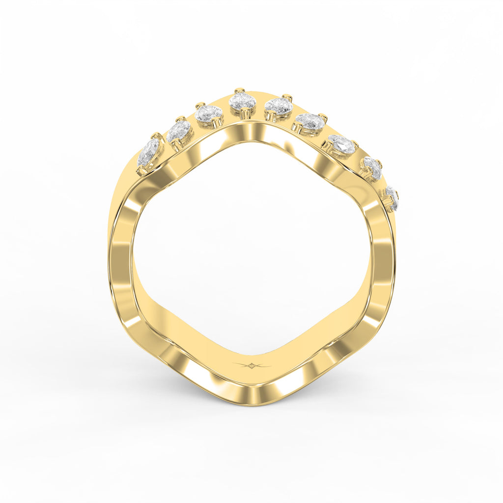 Curved Diamond Band with Marquise Cut Uniqe Statement Band