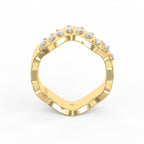Curved Diamond Band with Marquise Cut Uniqe Statement Band