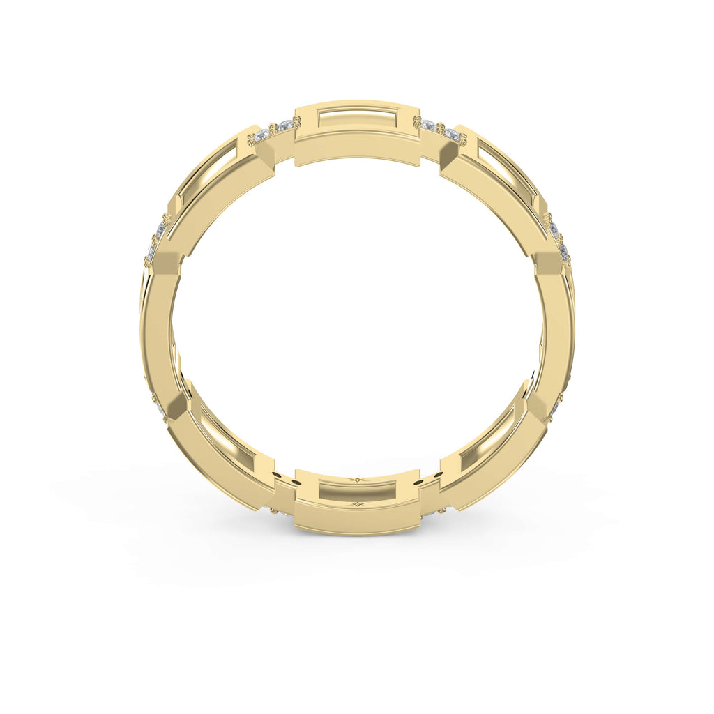 Square Link Dainty Round Diamond Wedding Band