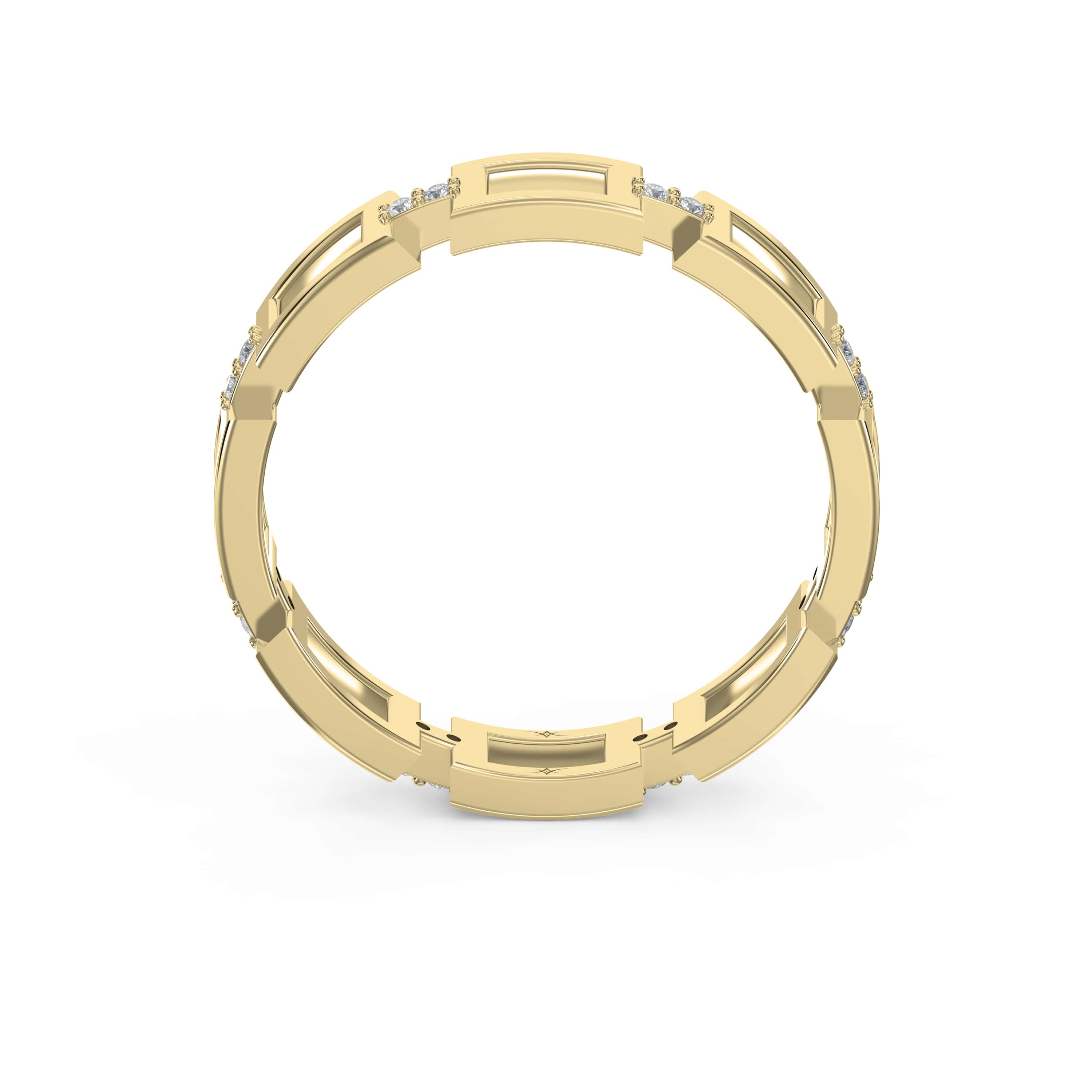 Square Link Dainty Round Diamond Wedding Band