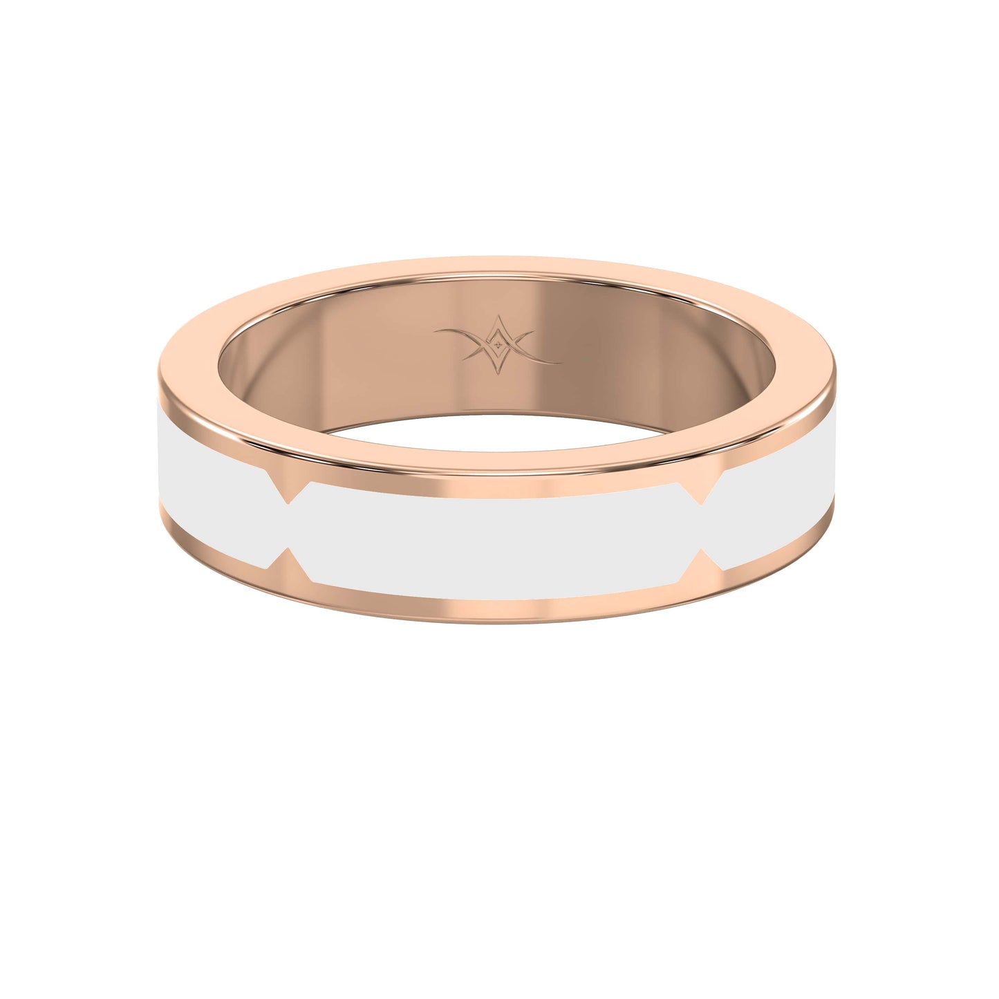 Natural Impression Wedding Band Made Of White Enamel