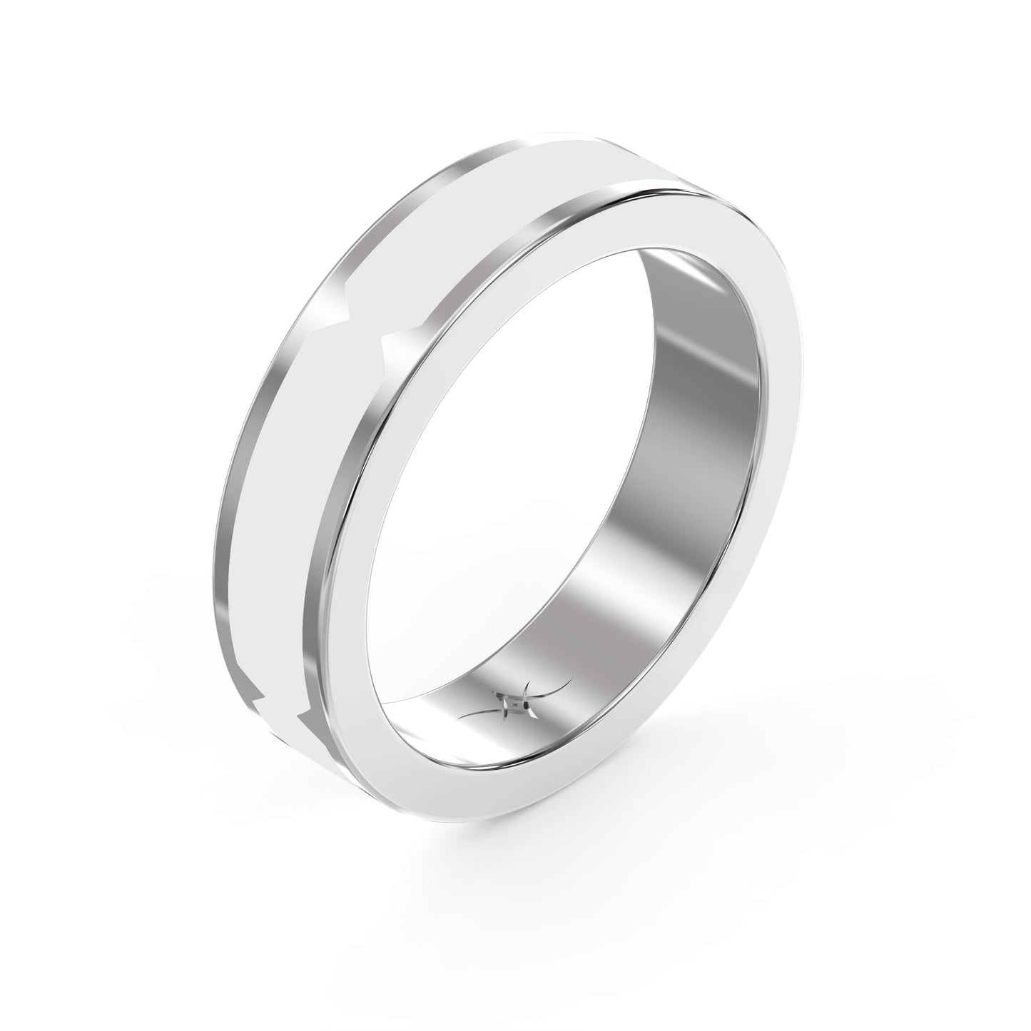 Natural Impression Wedding Band Made Of White Enamel