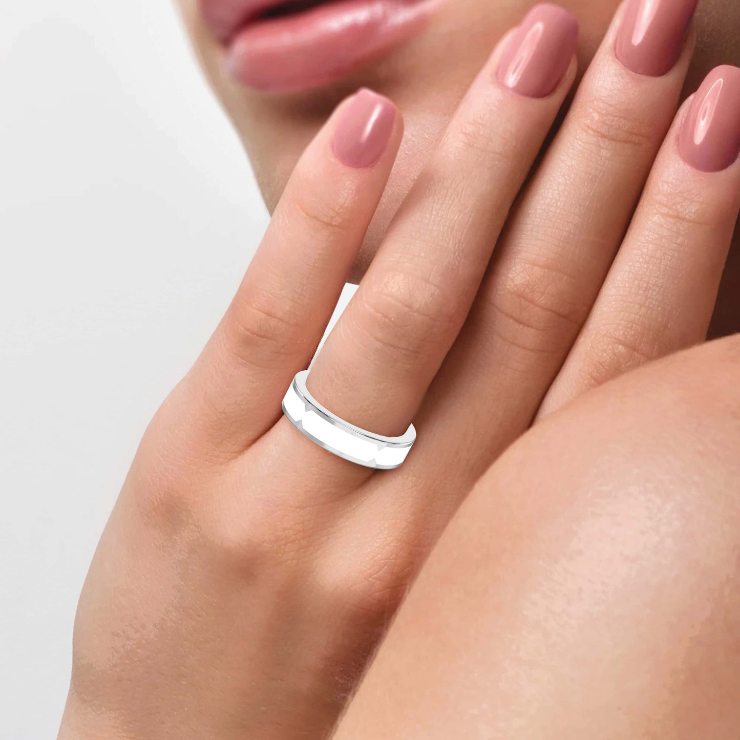 Natural Impression Wedding Band Made Of White Enamel