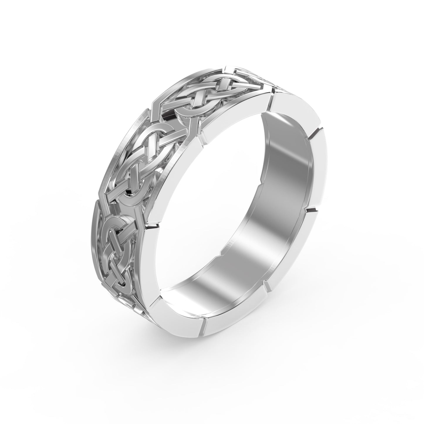 Intertwined Engraved and High Polished Metal Band