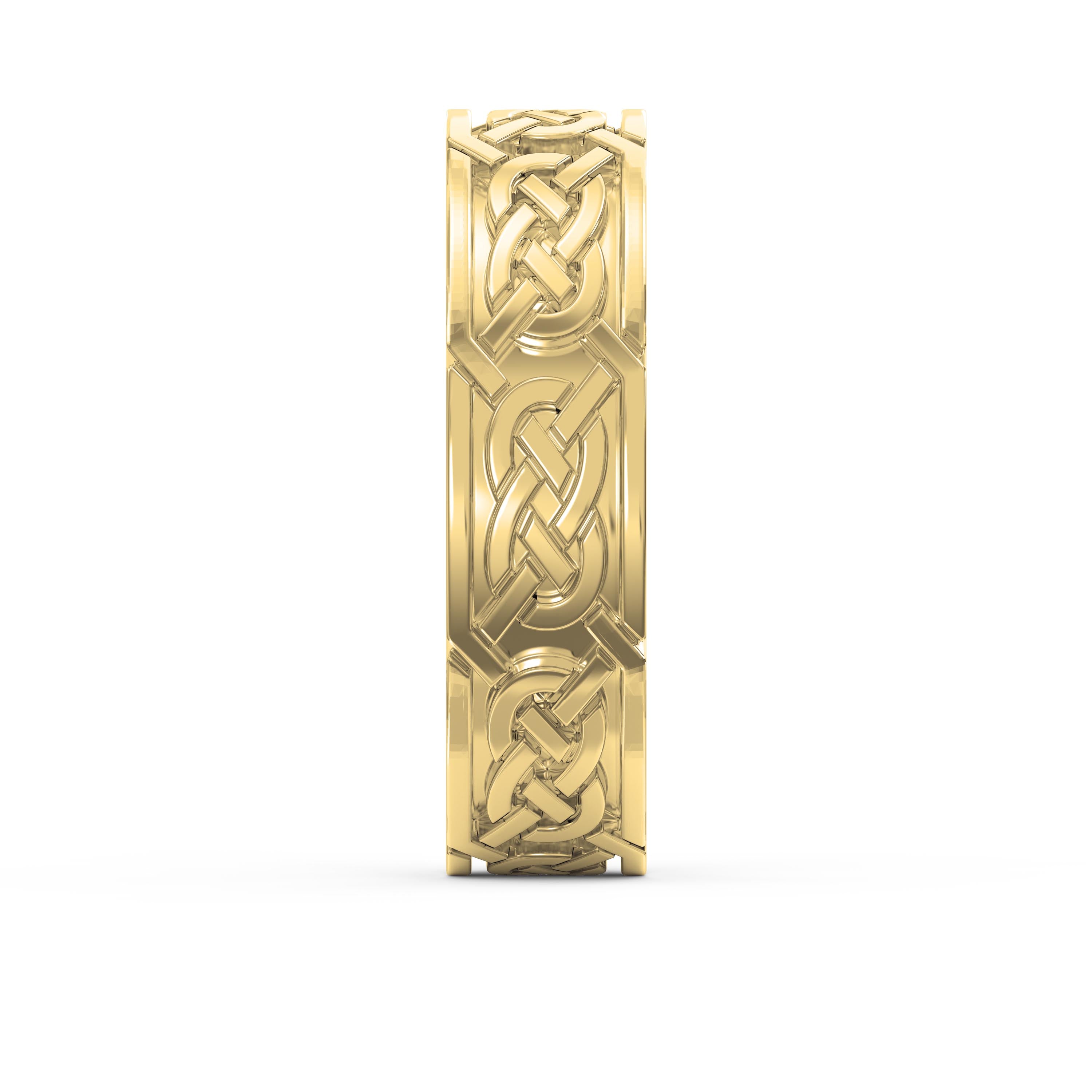 Intertwined Engraved and High Polished Metal Band