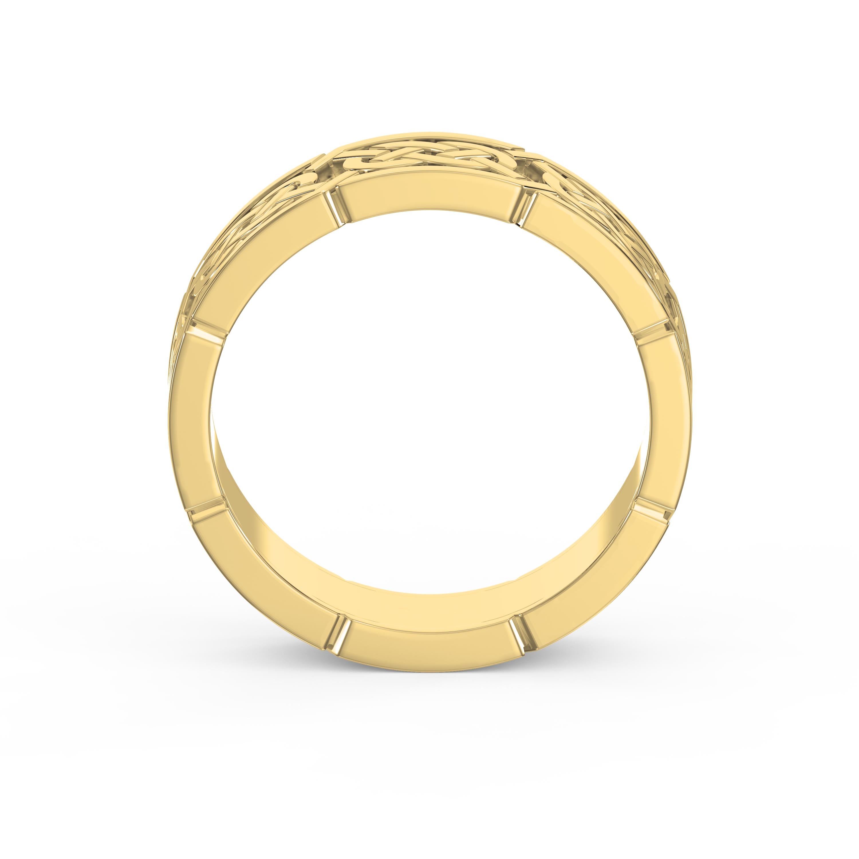 Intertwined Engraved and High Polished Metal Band