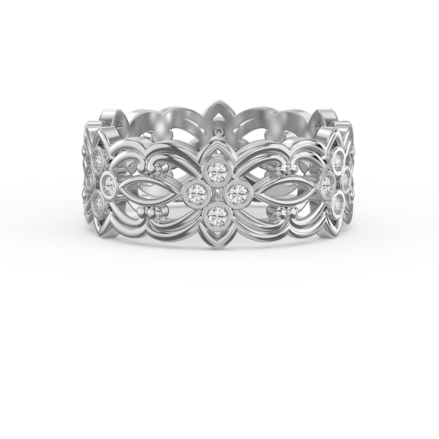 Floral Diamond Wide Vintage Band ( 0.20 - 0.30 ct. )