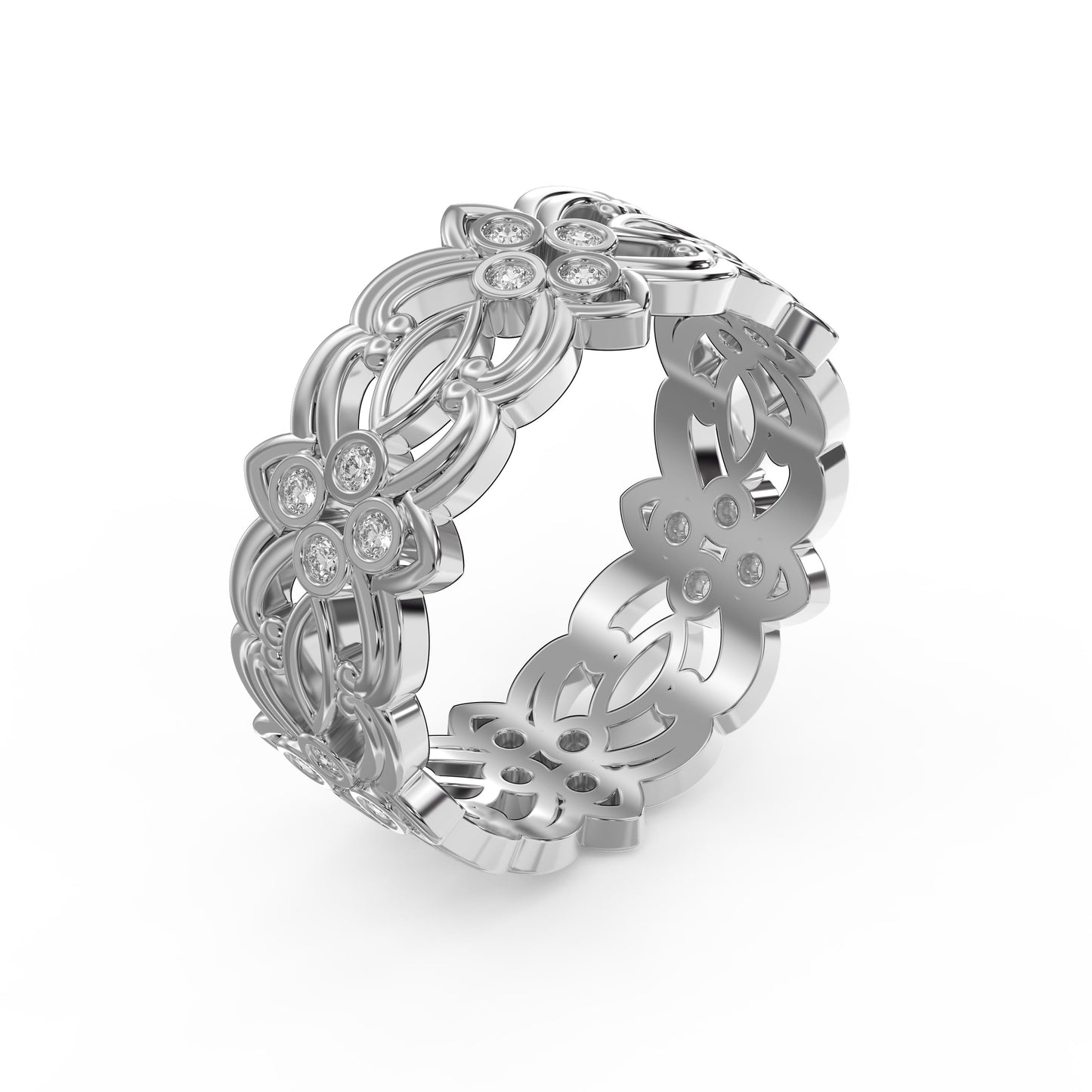 Floral Diamond Wide Vintage Band ( 0.20 - 0.30 ct. )