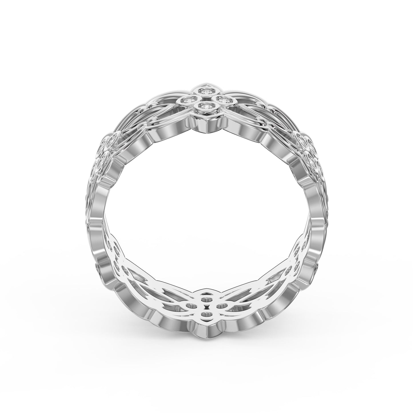 Floral Diamond Wide Vintage Band ( 0.20 - 0.30 ct. )