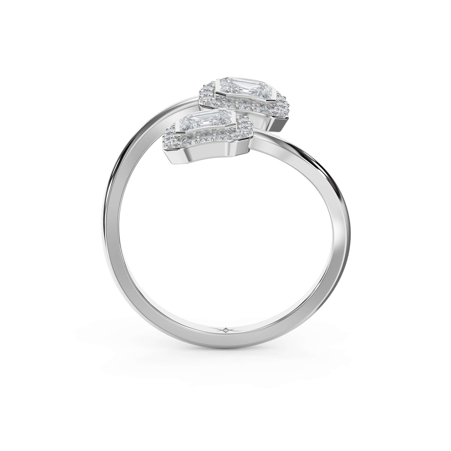 Two Stone Bypass Style Ascher Diamond Fashion Ring