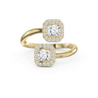 Two Stone Bypass Style Ascher Diamond Fashion Ring