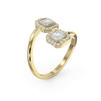 Two Stone Bypass Style Ascher Diamond Fashion Ring