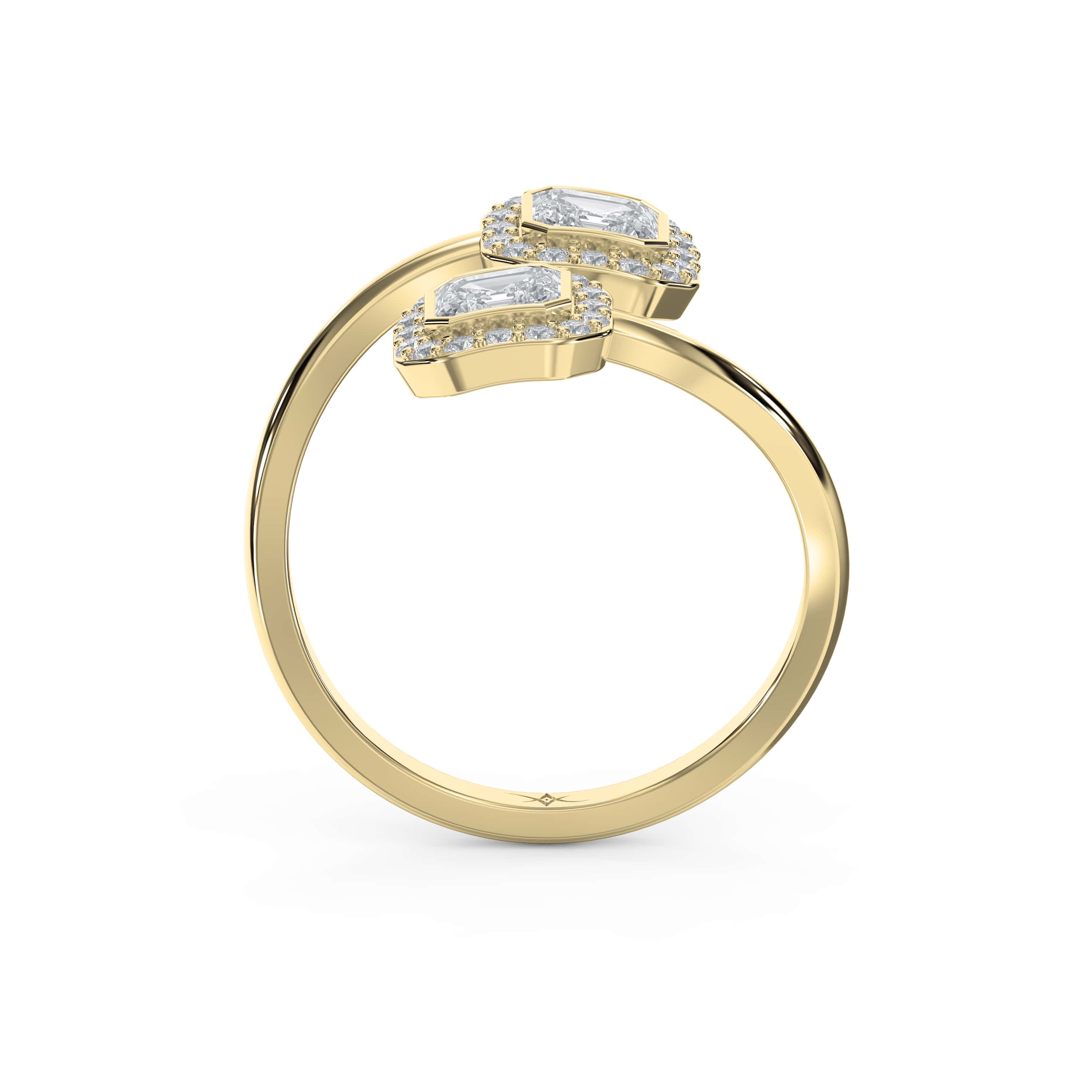Two Stone Bypass Style Ascher Diamond Fashion Ring