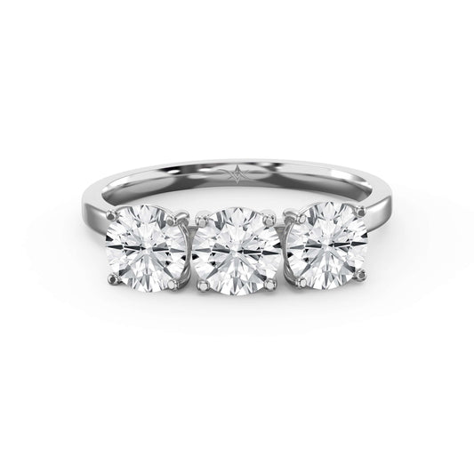 Three-Stone Round Brilliant-Cut Diamond Fashion Ring