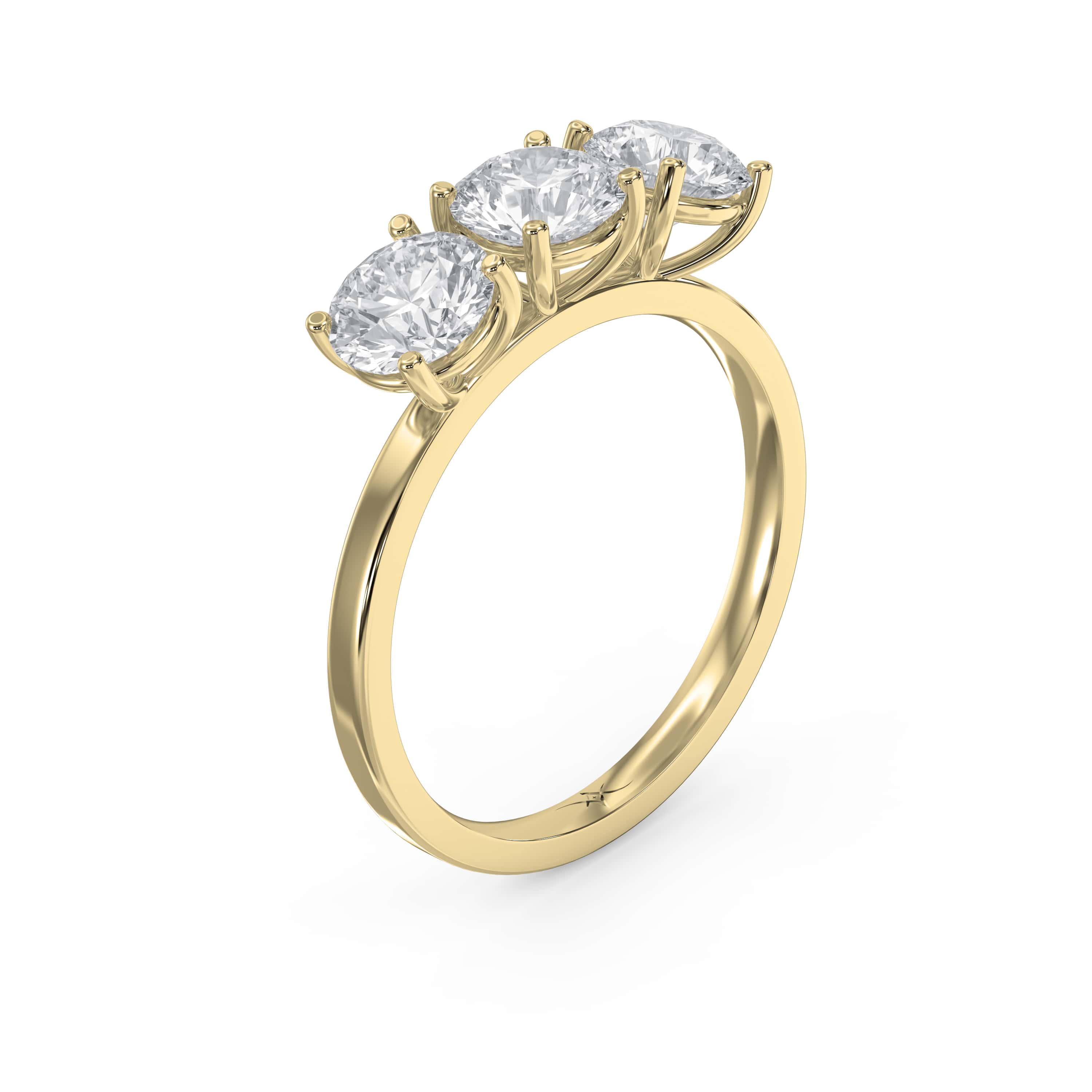 Three-Stone Round Brilliant-Cut Diamond Fashion Ring