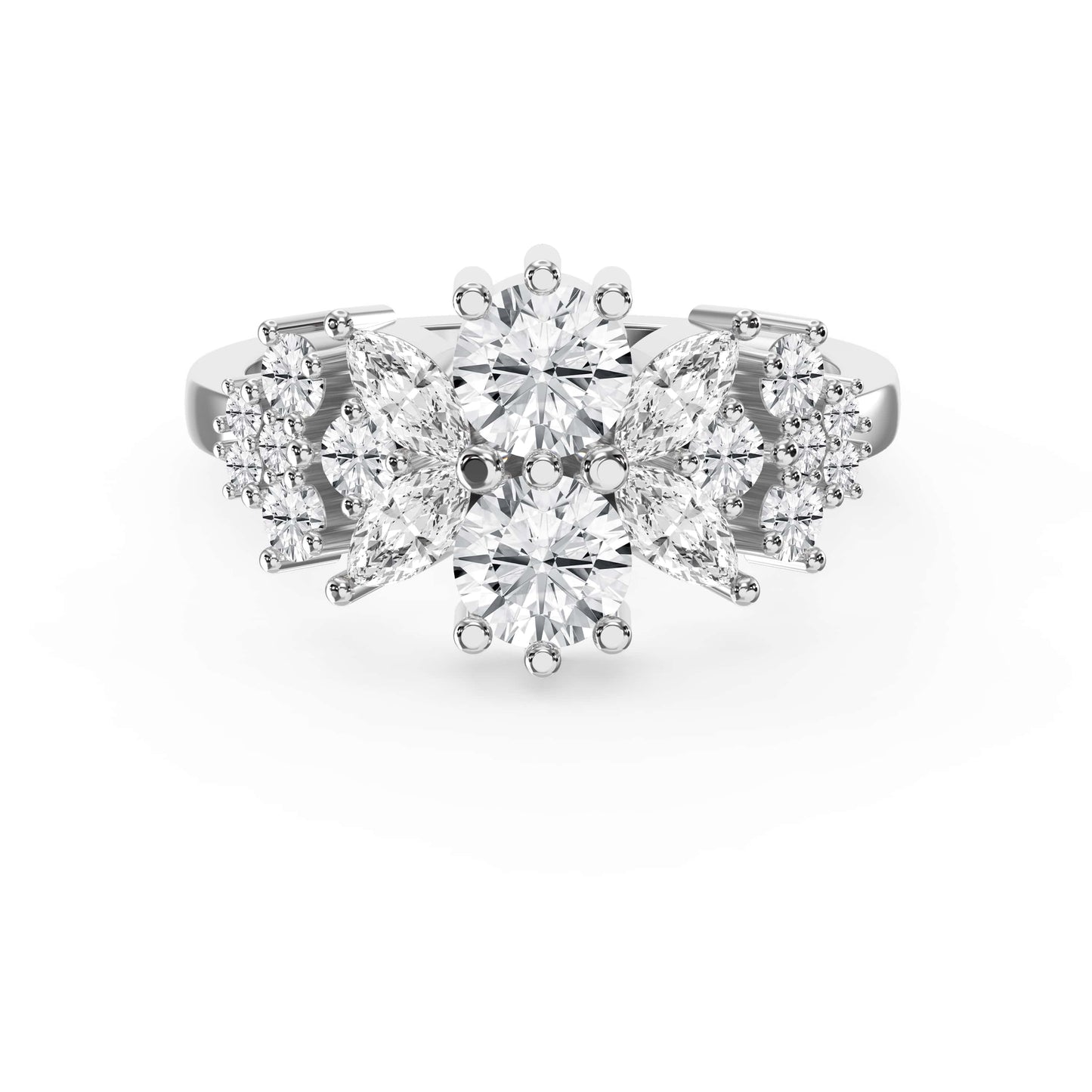 Luxury Statement Floral Diamond Design Fashion Ring