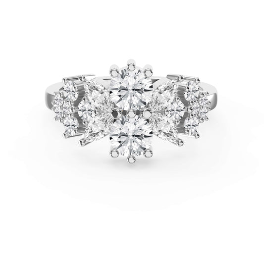 Luxury Statement Floral Diamond Design Fashion Ring
