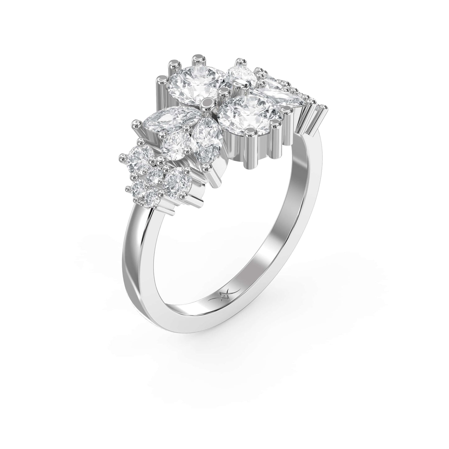 Luxury Statement Floral Diamond Design Fashion Ring