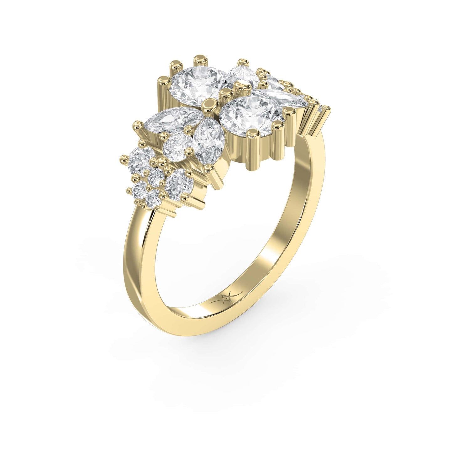 Luxury Statement Floral Diamond Design Fashion Ring