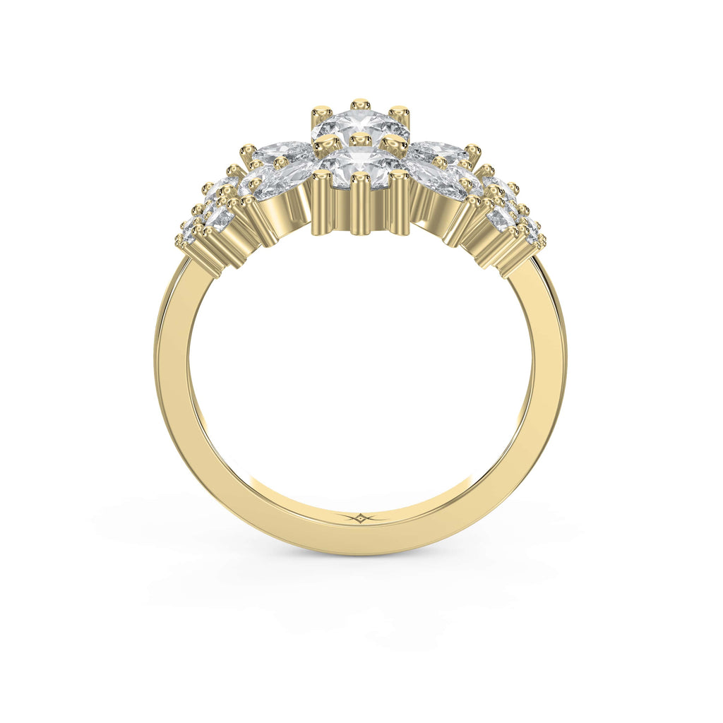 Luxury Statement Floral Diamond Design Fashion Ring
