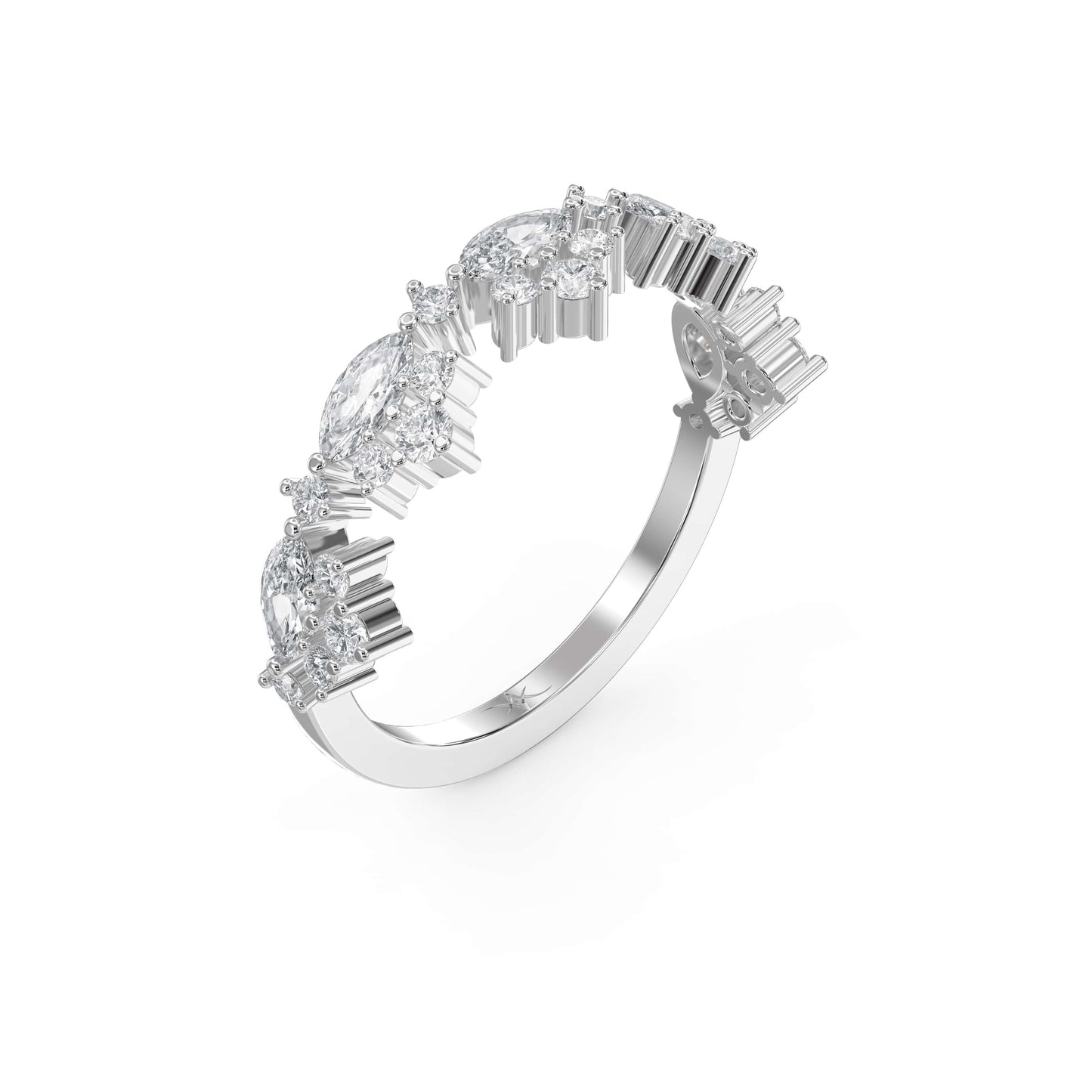Marquise & Round Diamond Stackable Design Fashion Ring