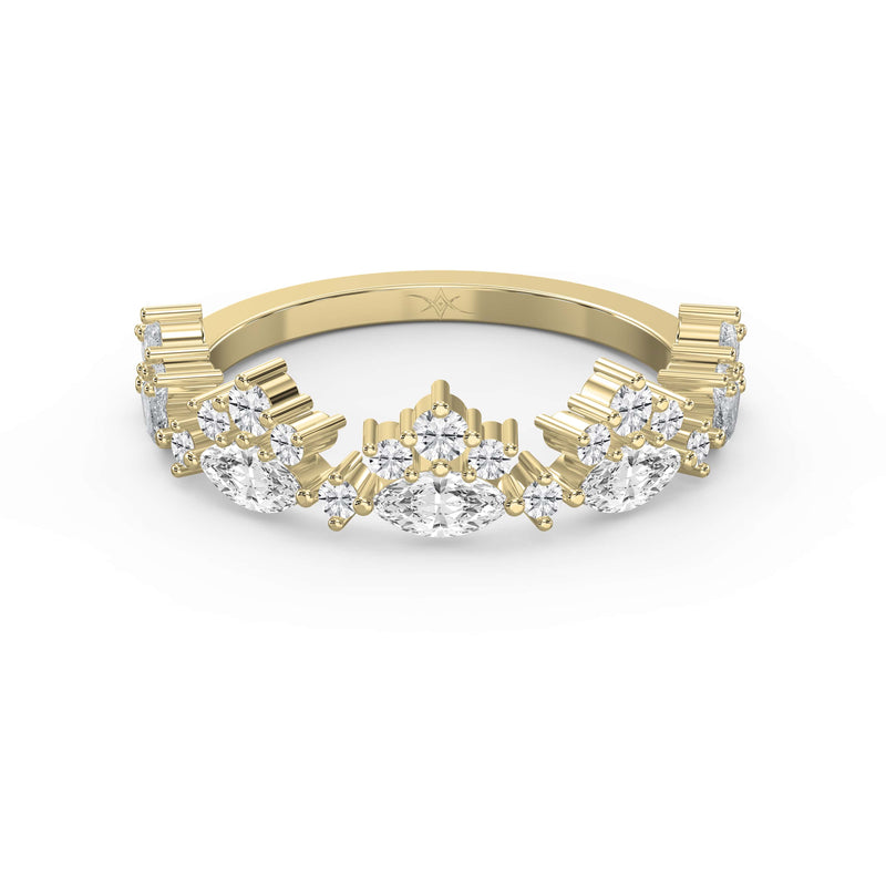 Marquise & Round Diamond Stackable Design Fashion Ring