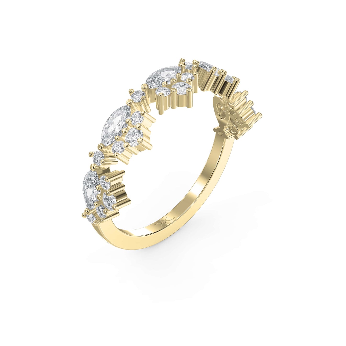 Marquise & Round Diamond Stackable Design Fashion Ring